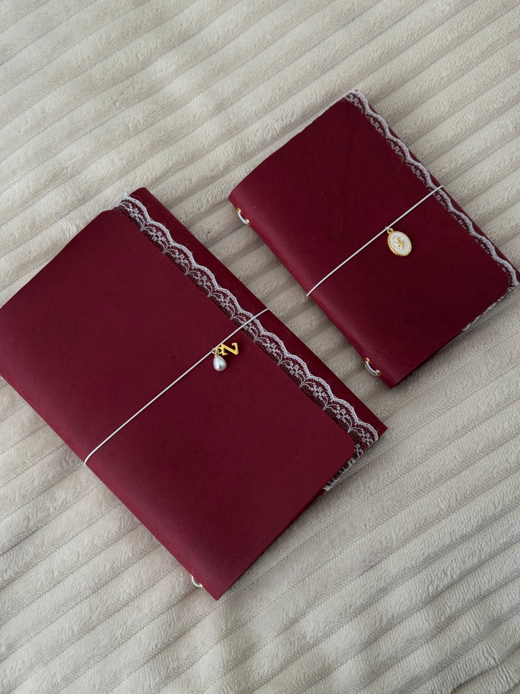 A6 Red Velvet Lace Leather Journal
