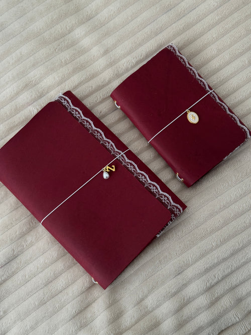 A5 Red Velvet Lace Leather Journal