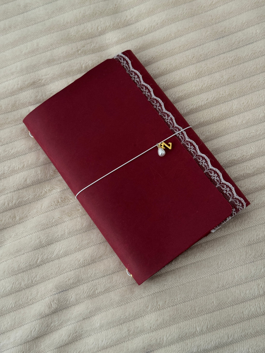 A5 Red Velvet Lace Leather Journal