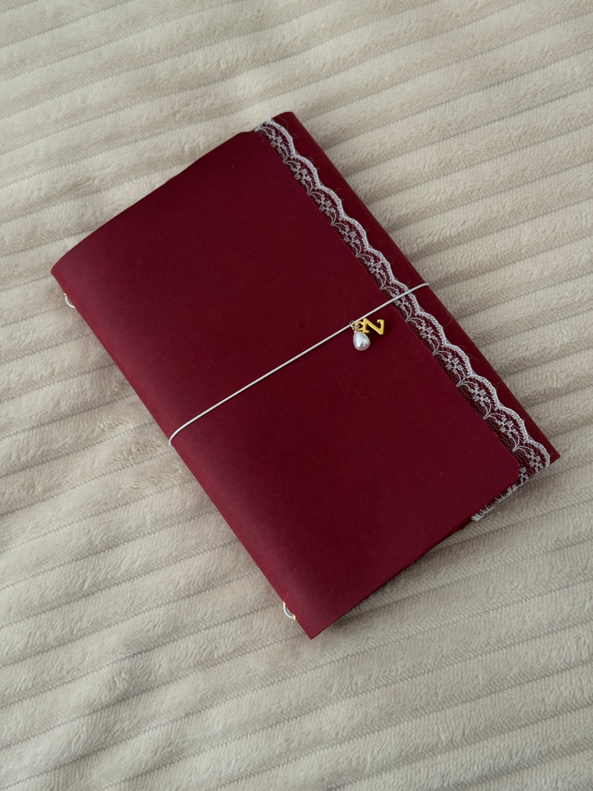 A5 Red Velvet Lace Leather Journal