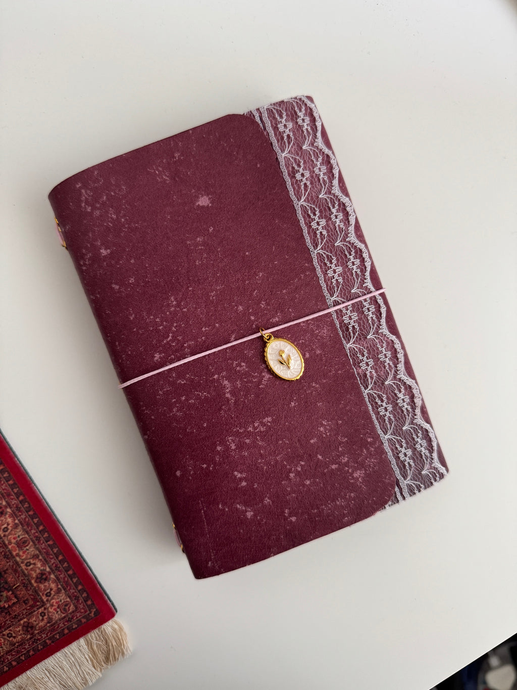A5 Deep Purple Lace Leather Journal